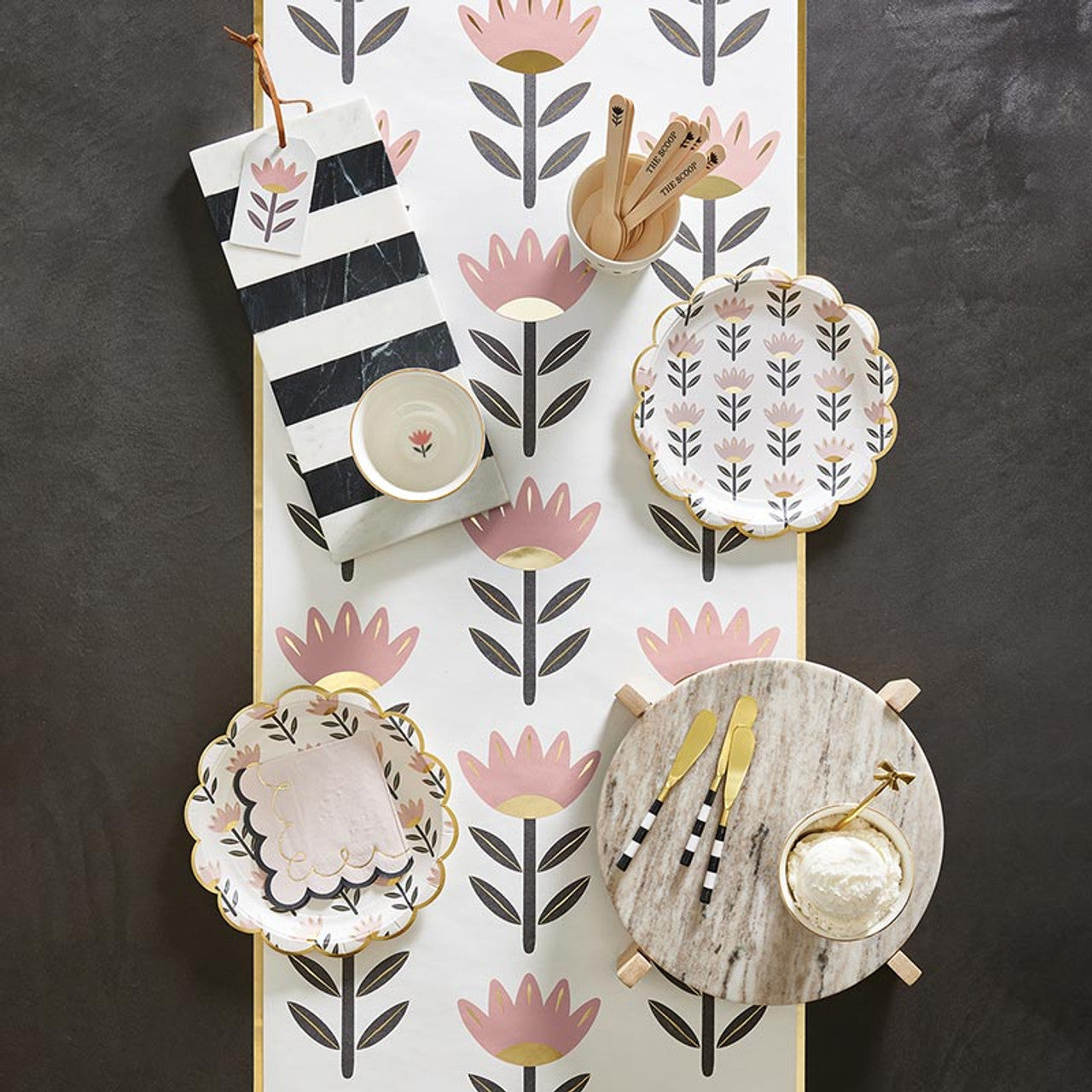 Flowers Scalloped Paper Plates, Feathered Farmhouse