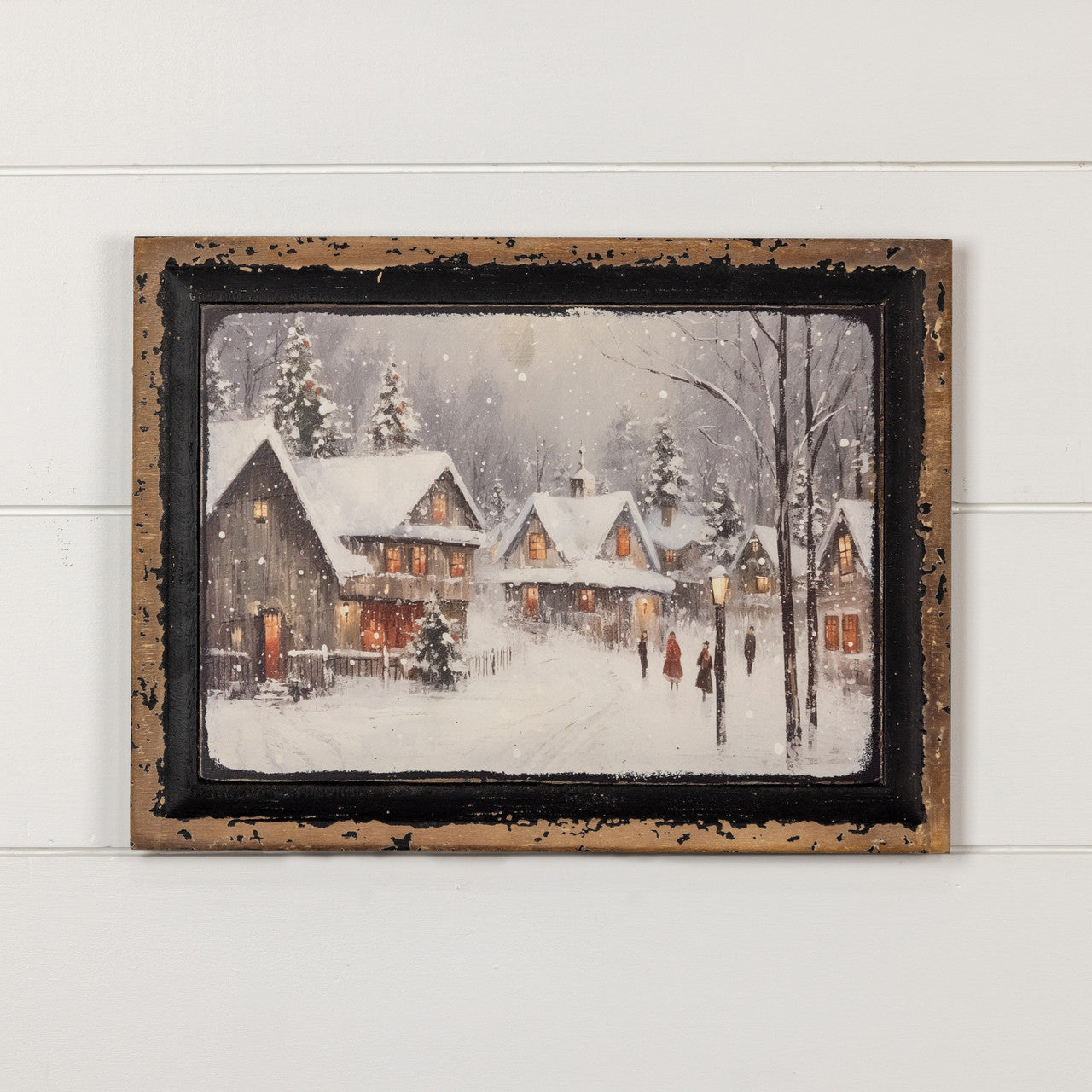 Cozy Christmas Village Print, Feathered Farmhouse