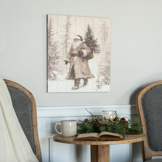 Neutral Forest Santa Print, Feathered Farmhouse