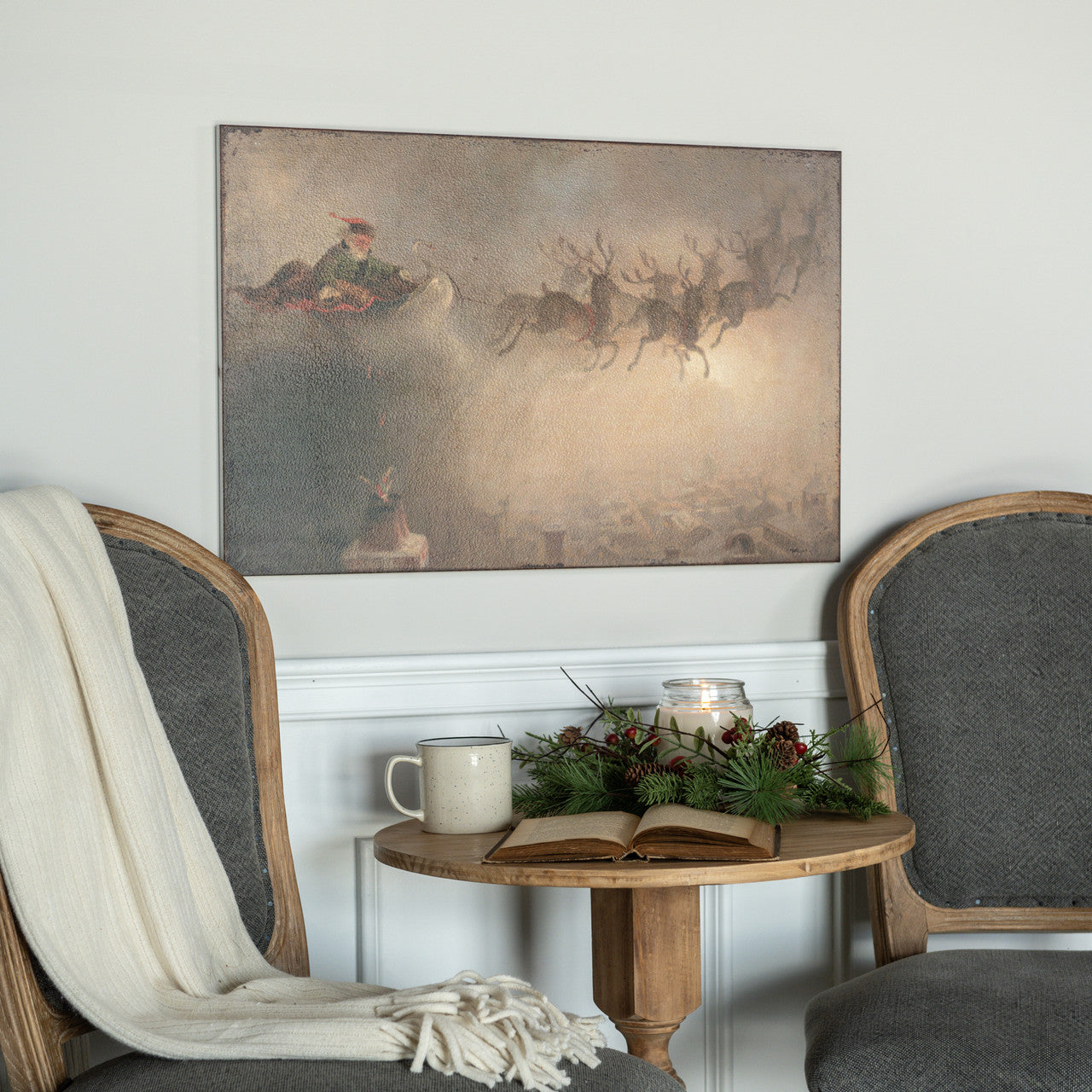 Christmas Night Sleigh Ride Print, Feathered Farmhouse