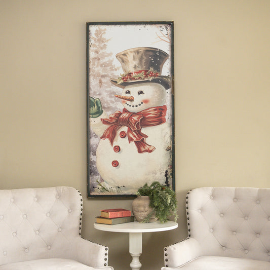 Snowman with Red Bow, Feathered Farmhouse