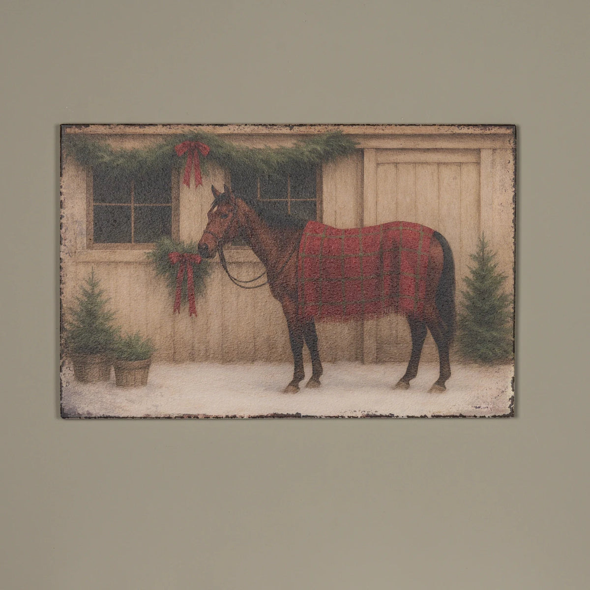 Red Blanket Horse Print, Feathered Farmhouse