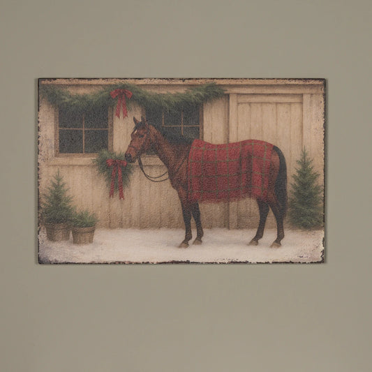 Red Blanket Horse Print, Feathered Farmhouse