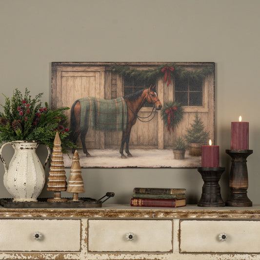 Green Blanket Horse Print, Feathered Farmhouse