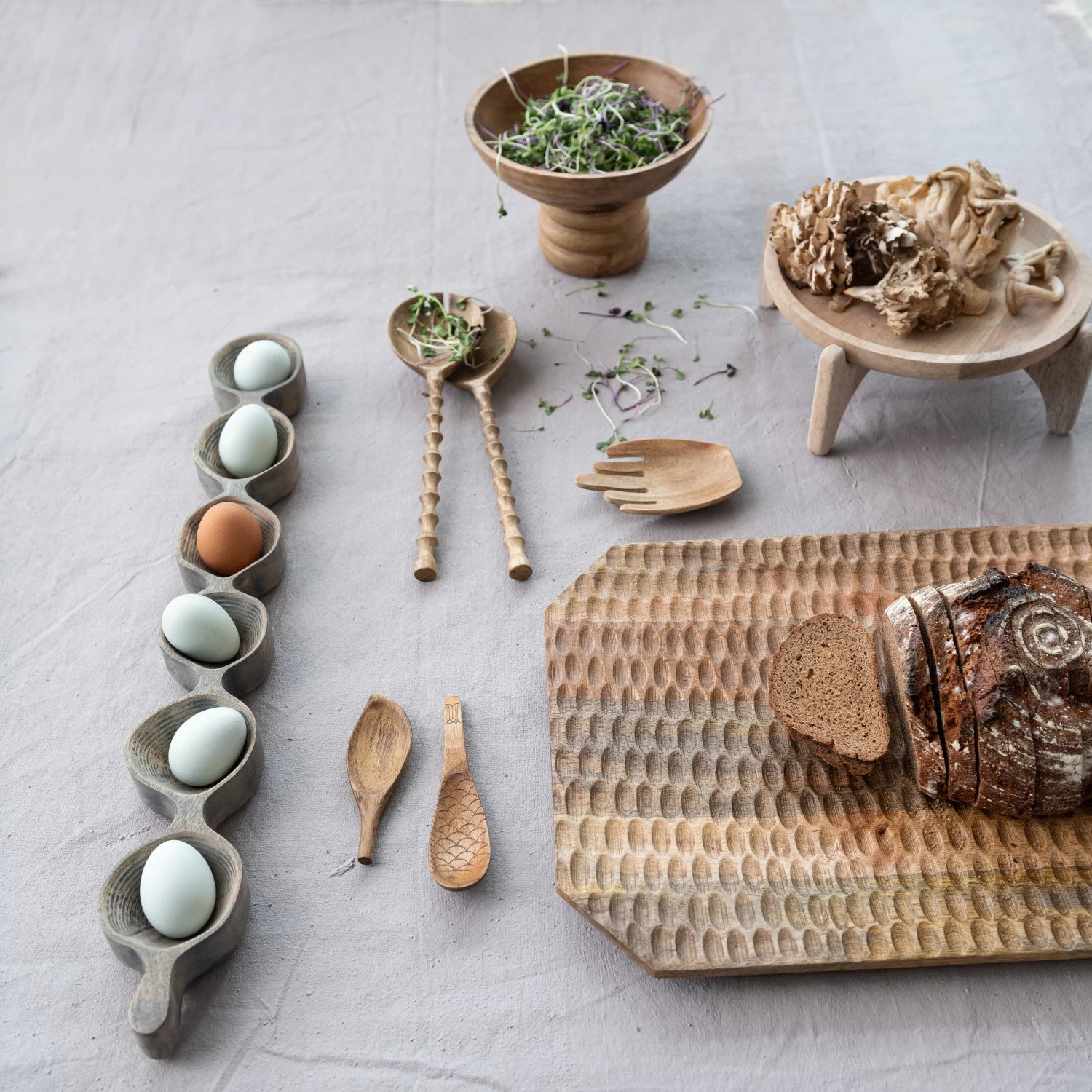 Mango Wood Salad Servers, Feathered Farmhouse