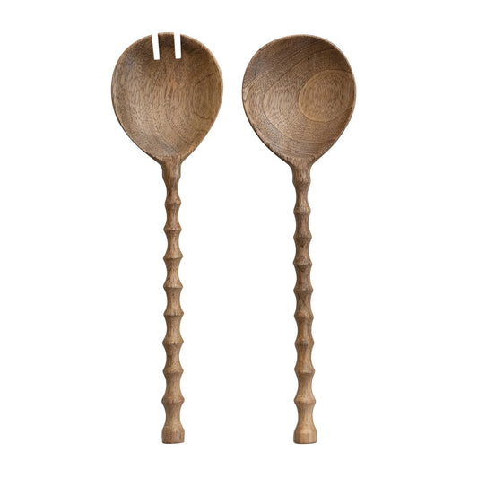 Mango Wood Salad Servers, Feathered Farmhouse