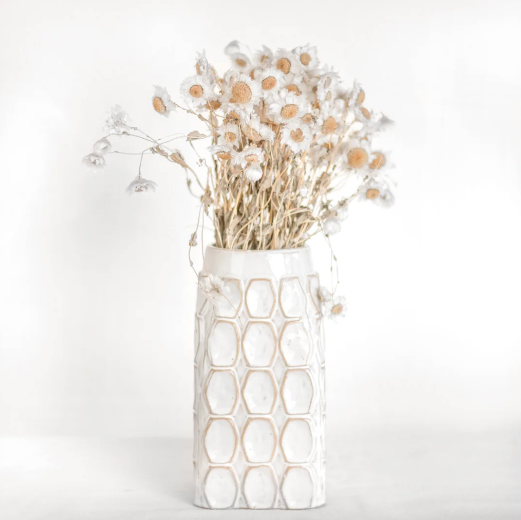 White Artisan Dot Vase, The Feathered Farmhouse