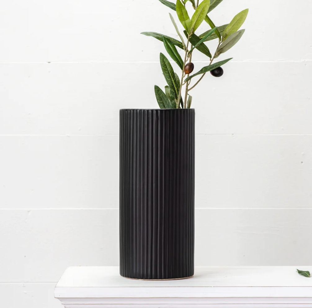 Black Lined Vase, The Feathered Farmhouse