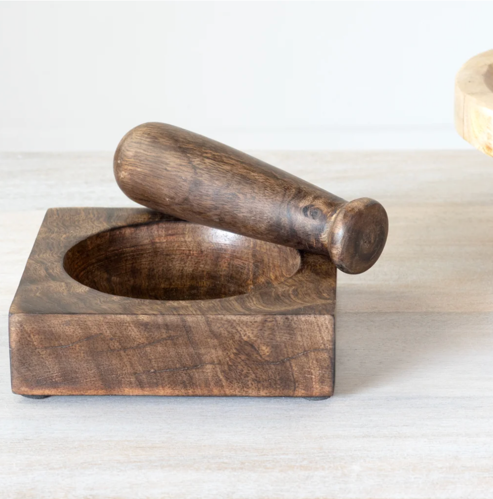 Wood Mortar + Pestle, The Feathered Farmhouse