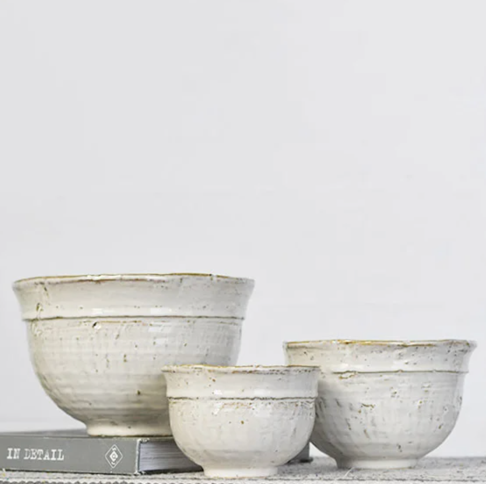 White Ceramic Bowls, The Feathered Farmhouse