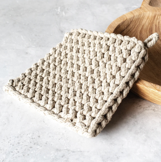 Olive Knit Pot Holder, The Feathered Farmhouse