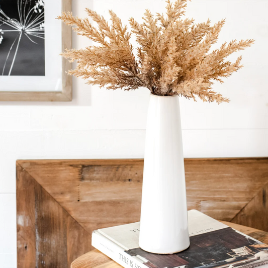 White Narrow Cone Vase, The Feathered Farmhouse