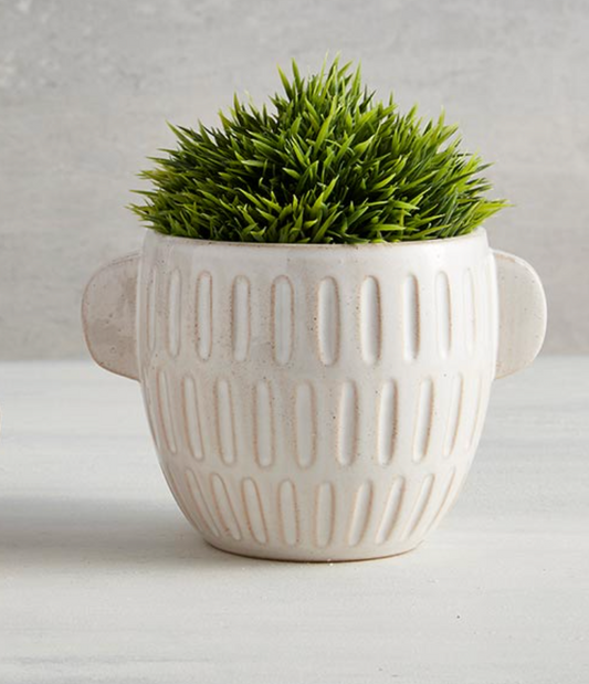 Embossed Stoneware Planter, The Feathered Farmhouse