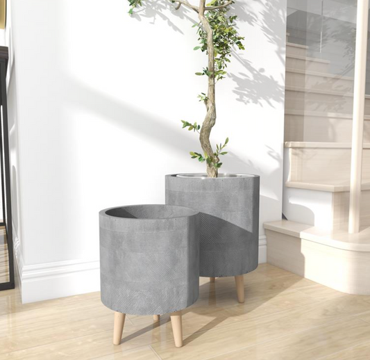 Gray Magnesium Oxide Planter, The Feathered Farmhouse