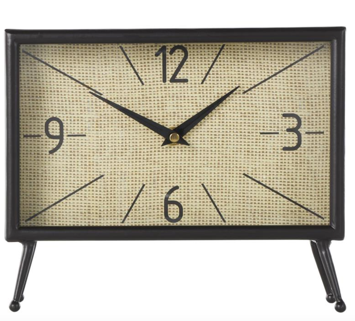 Black Metal Rectangular Clock, The Feathered Farmhouse