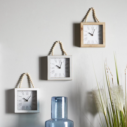 Wood Wall Clock with Strap, The Feathered Farmhouse