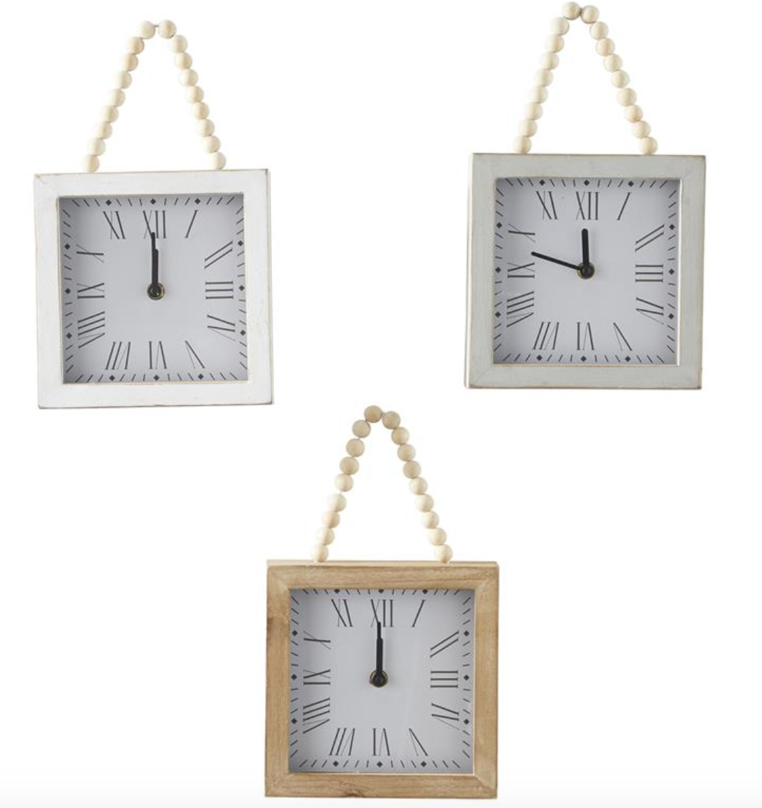 Wood Wall Clock with Strap, The Feathered Farmhouse