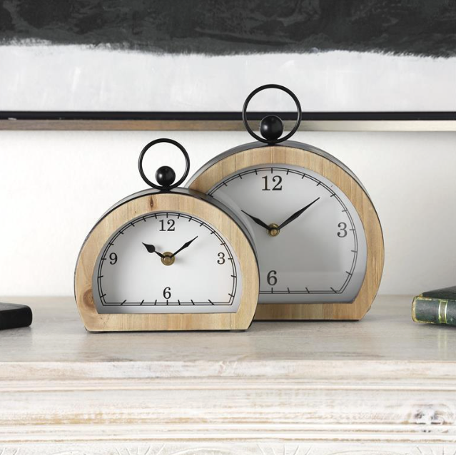 White Wooden Semicircle Clock, The Feathered Farmhouse