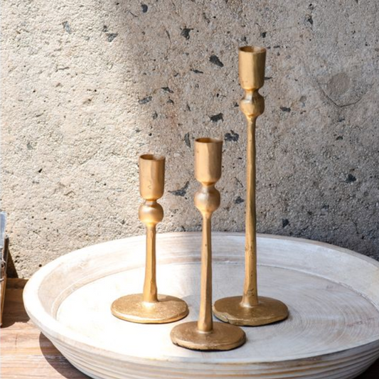 Gold Iron Ball Candle Stands, Feathered Farmhouse