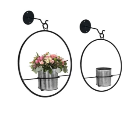 Metal Ring Wall Planter, Feathered Farmhouse