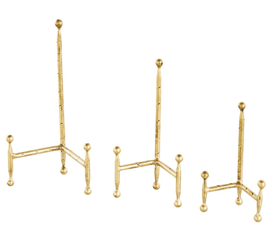 Gold Metal Slim Display Easels, Feathered Farmhouse