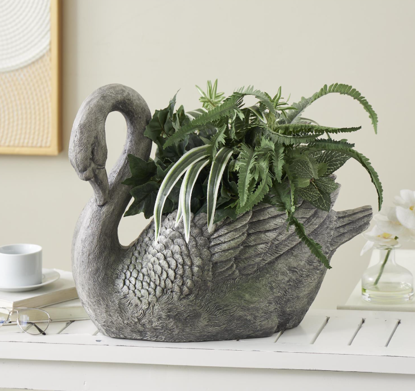 Gray Swan Planter, Feathered Farmhouse