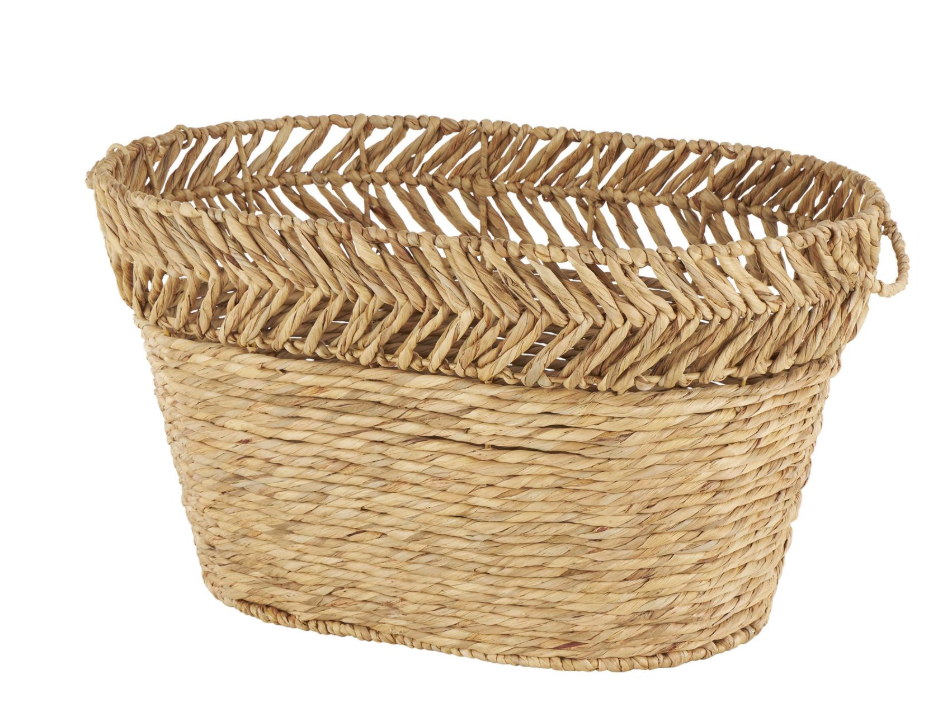 Woven Seagrass Basket, Feathered Farmhouse