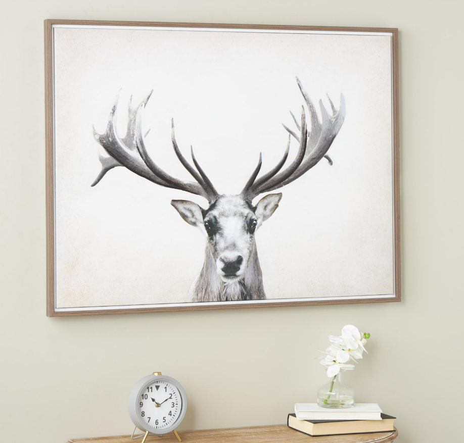 Deer Gazing Canvas, Feathered Farmhouse