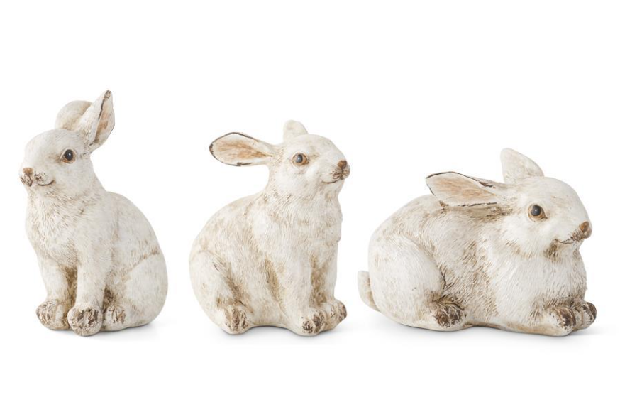 Gray Resin Bunnies, Feathered Farmhouse