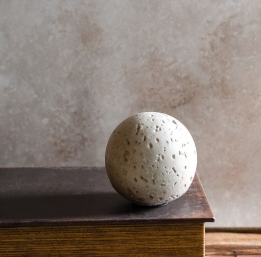 Cream Cement Deco Ball, Feathered Farmhouse