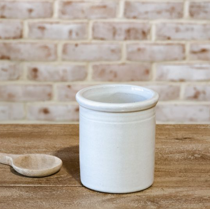 White Canister Vase, Feathered Farmhouse