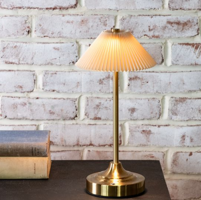 Rechargeable Gold LED Lamp, Feathered Farmhouse