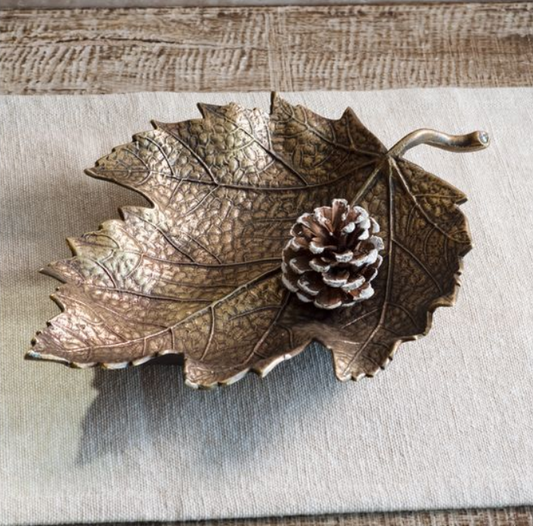Antique Gold Leaf Dish, Feathered Farmhouse