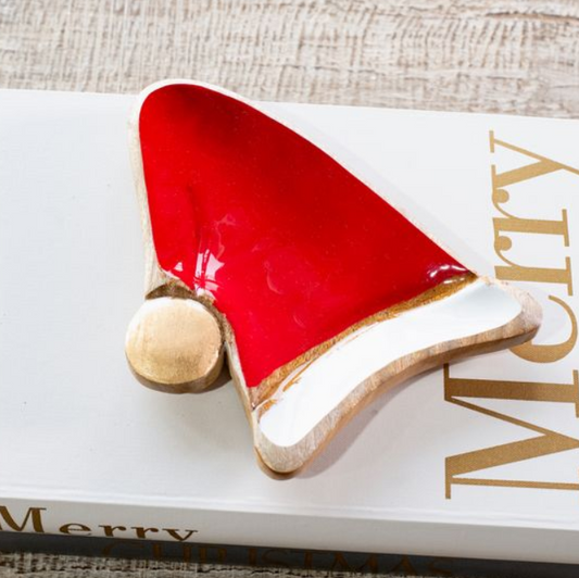 Wood Santa Hat Dish, Feathered Farmhouse