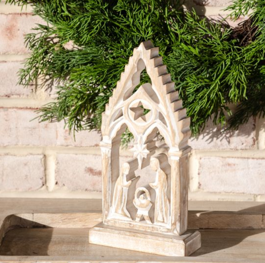 Wooden Arch Nativity, Feathered Farmhouse