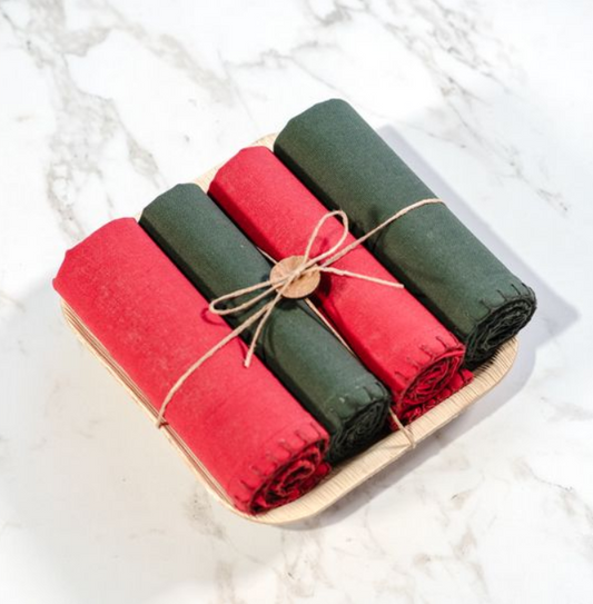 Green + Red Towel Set