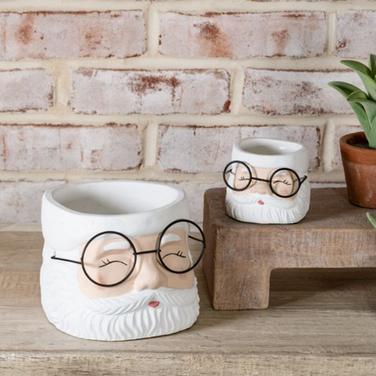 Santa Glasses Planter, Feathered Farmhouse