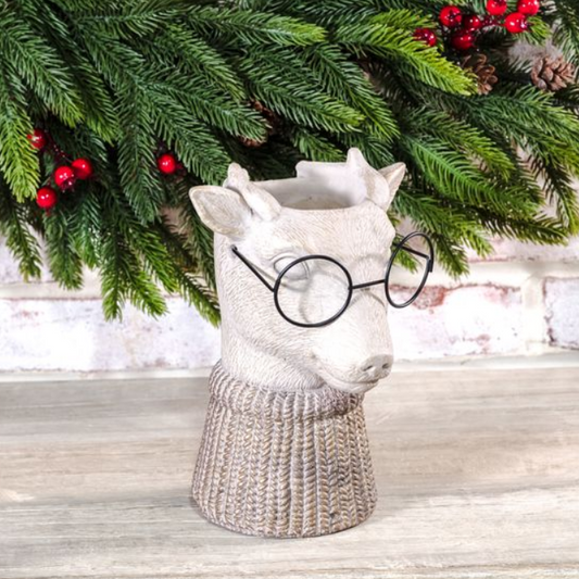 Eyeglasses Deer Vase, Feathered Farmhouse