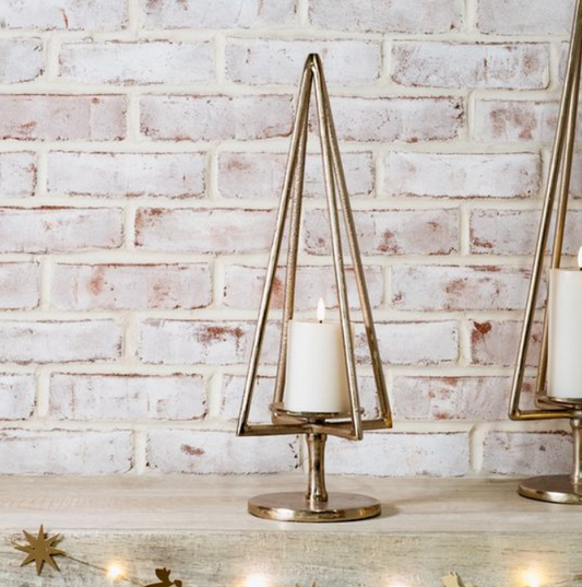 Gold Tree Pillar Holder, Feathered Farmhouse
