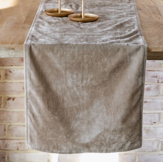 Latte Velvet Table Runner, Feathered Farmhouse