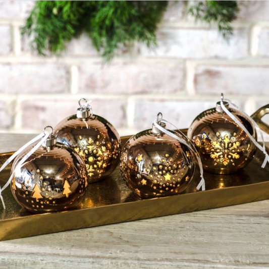 Copper LED Ornaments, Feathered Farmhouse