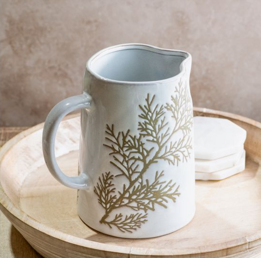 Evergreen Branch Pitcher, Feathered Farmhouse