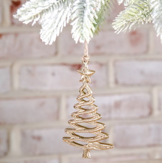 Gold Twisted Tree Ornament, Feathered Farmhouse