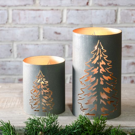 Evergreen Tree Lantern, Feathered Farmhouse
