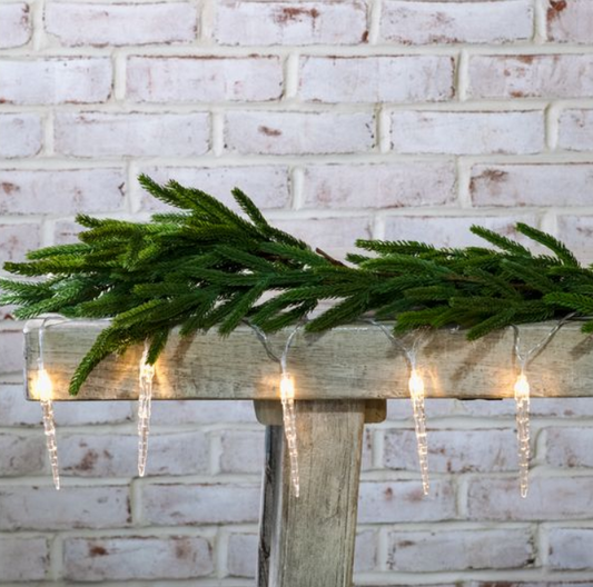 White LED Icicle String Lights, Feathered Farmhouse