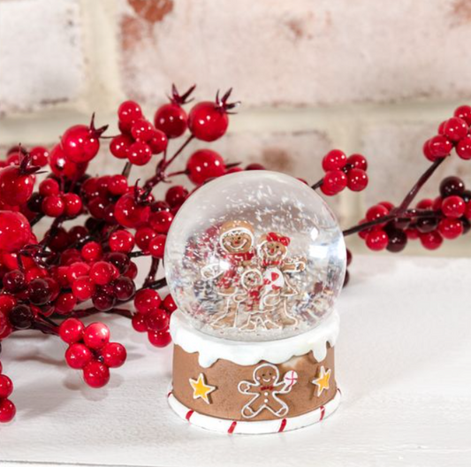 Gingerbread Family Snowglobe, Feathered Farmhouse