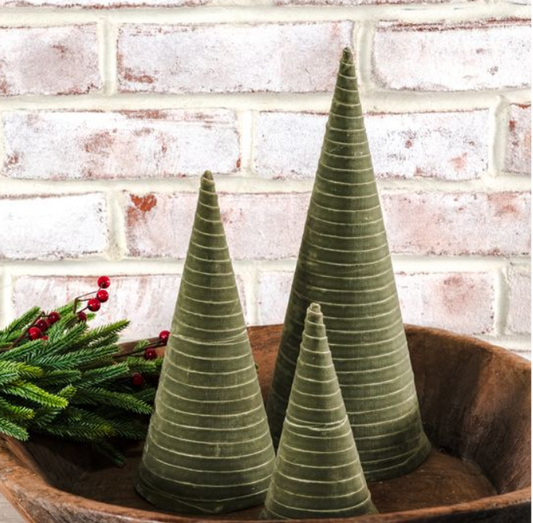 Sage Velvet Cone Trees, Feathered Farmhouse