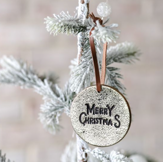 Merry Christmas Ornament, Feathered Farmhouse