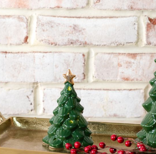 Green LED Tree with Star, Feathered Farmhouse