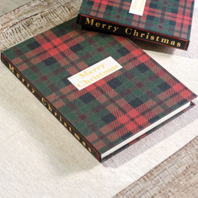 Buffalo Plaid Christmas Notebook, Feathered Farmhouse